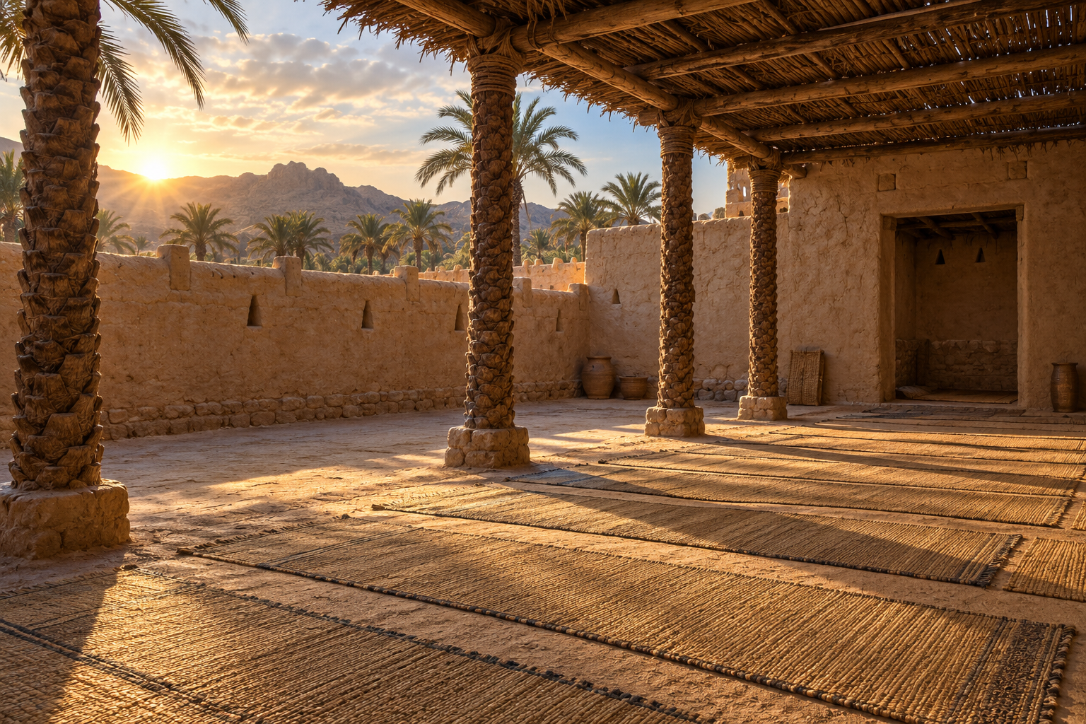 Imagined early Arabian prayer courtyard