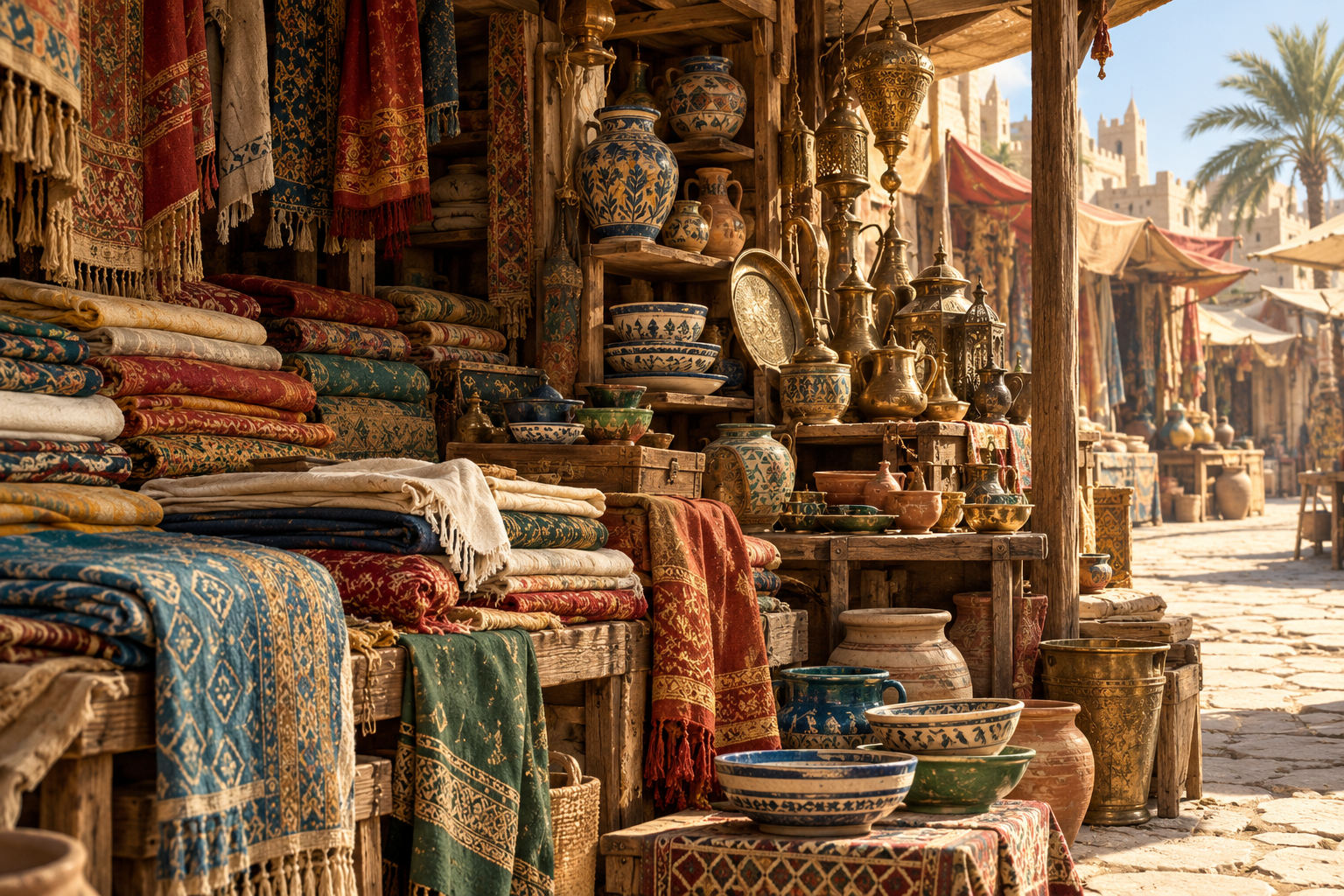 AI-created historical impression of material abundance and acquisition; no particular market is claimed.