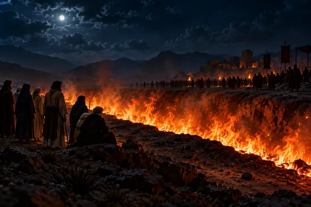 The ditch beneath a witnessing sky · AI illustration